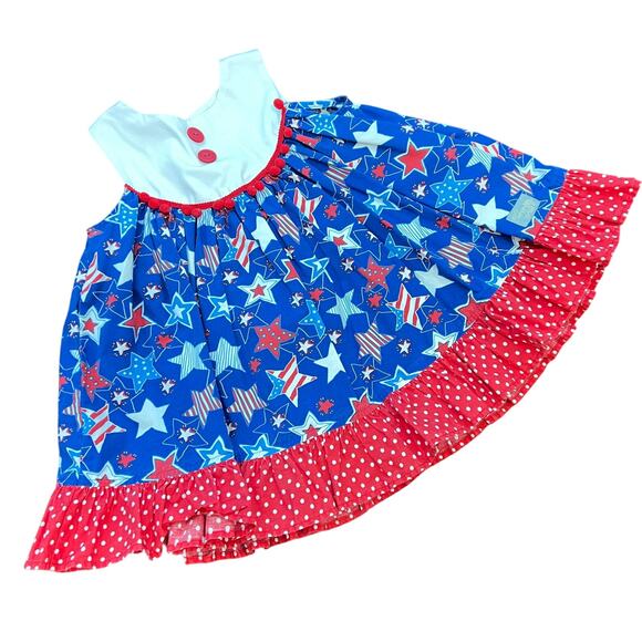 Eleanor  Rose Other - Eleanor Rose 2 Girls Gigi Dress Patriotic Stars Polka Dots Novelty Whimsical